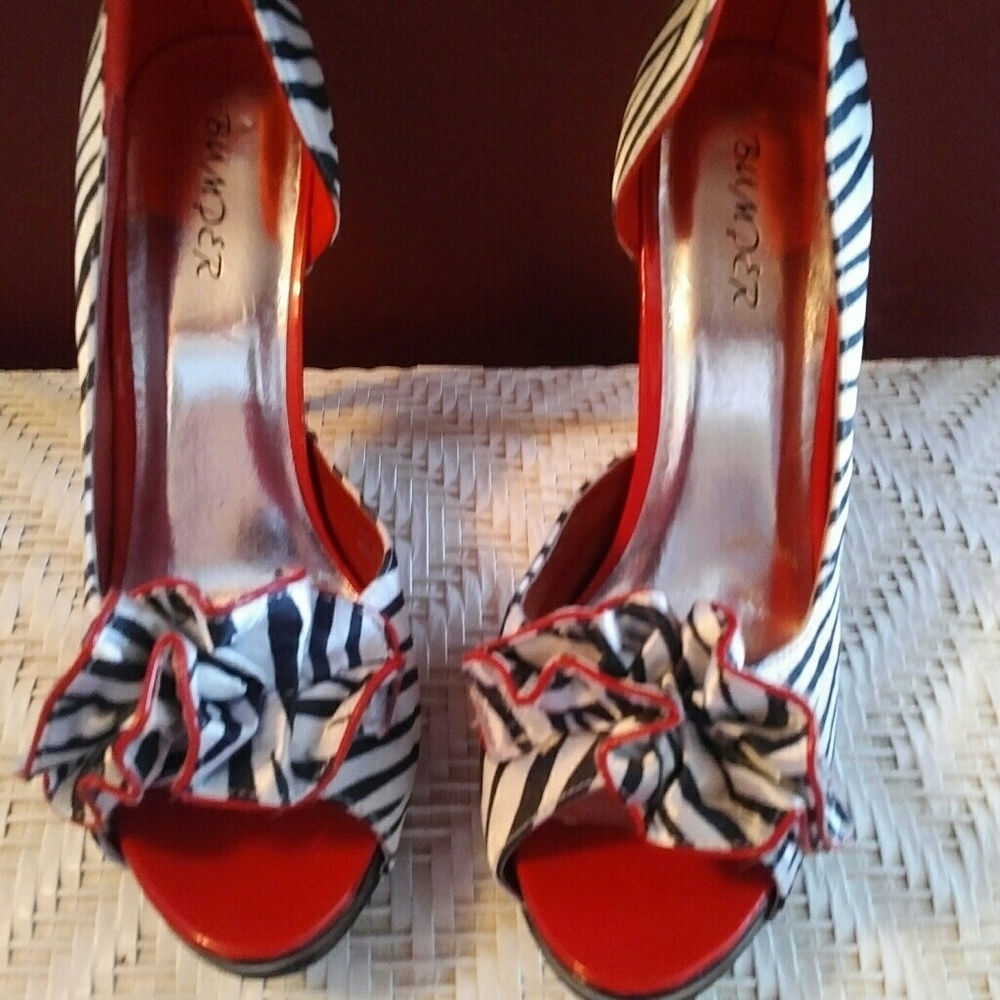 Women's red white and black heels